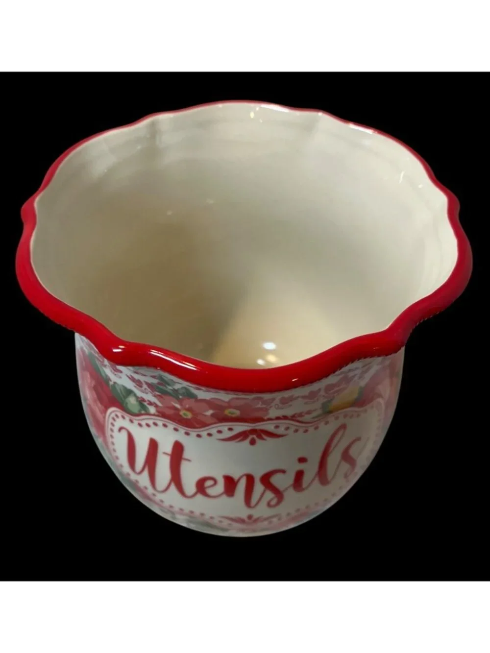 The Pioneer Woman Floral Utensil Holder Stoneware 7 Inches Dishwasher Safe